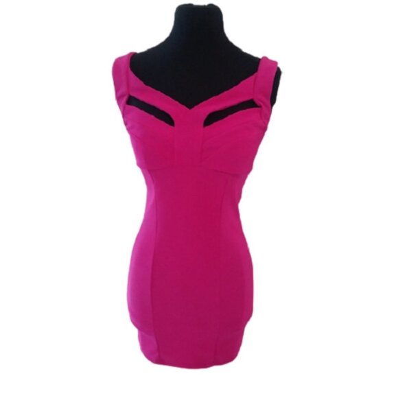 Janette Fashion Dresses & Skirts - Janette Fashion Body Con Dress with Cutouts, Hot Pink, Size Medium